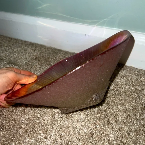 One of a kind Brilliant Chameleon Multi-color Sparkle glass art Dish
